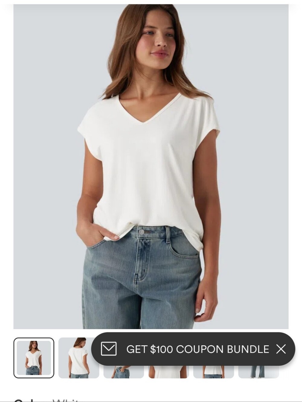 Classic V-Neck White Women's Top